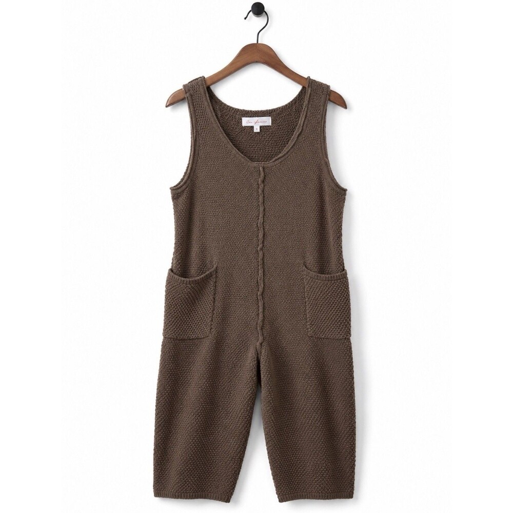 Ces Femme S Brown Nubby Knit Jumpsuit Oversized Baggy Cropped Lagenlook Boho